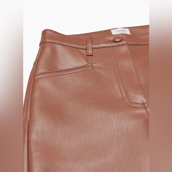 Aritzia Wilfred Rebel Pant High-waisted‎ Vegan Leather pants salmon pink - Picture 6 of 12